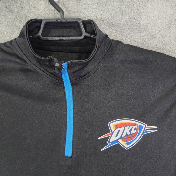 Mens Black Pullover Sweatshirt Oklahoma City Thunder NBA 1/4 Zip Long Sleeve M - Picture 4 of 10